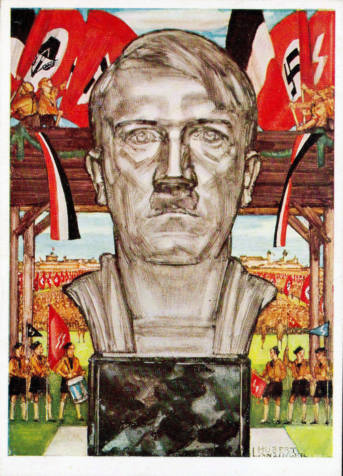 Deutsches Reich Nürnberger Reichsparteitag 1934 farbige Photo Hoffmann Propaganda Postkarte Nr. 424 mit Sonderstempel Ansichtskarte Nazi Party Rally Postcard Adolf Hitler portrait No known copyright restrictions 3